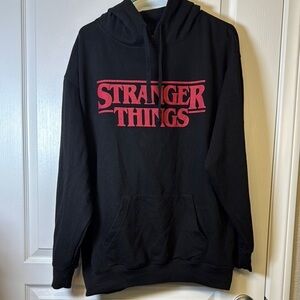 Stranger Things Black Red Hoodie Sweatshirt Size Large EUC